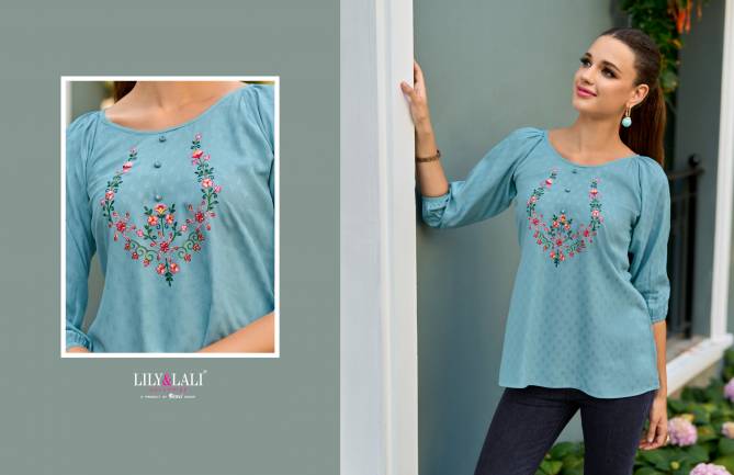 Melody Vol 3 By Lily And Lali Premium Short Embroidery Ladies Top Wholesale Shop In Surat
